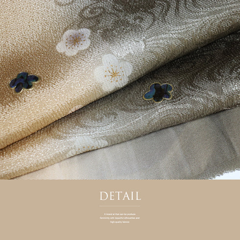 帯揚げ リサイクル お洒落 ちりめん 正絹 多色 縦ぼかし 観世水の地紋 梅柄 落款 新品・未使用品 AG-1246