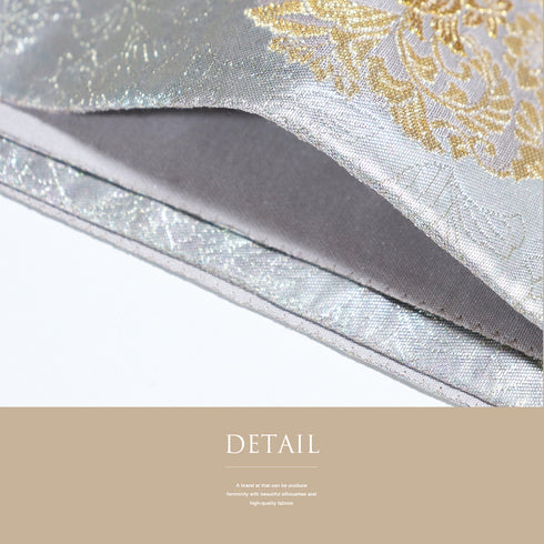 袋帯 リサイクル 帯丈428cm 六通 清薫典雅 正倉院花文 光琳 シルバー Sサイズ 正絹 新品・未使用品 フォーマル セミフォーマル