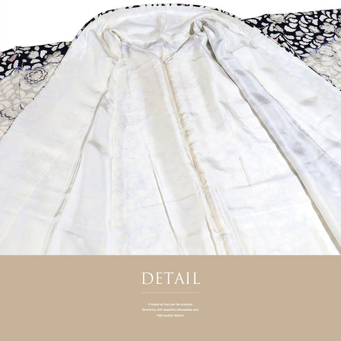 付下げ リサイクル 身丈158.5cm 裄62.6cm 袷 辻ヶ花調 後絞り加工 ネイビー Mサイズ お洒落 しつけ糸 正絹 広衿 Sランク