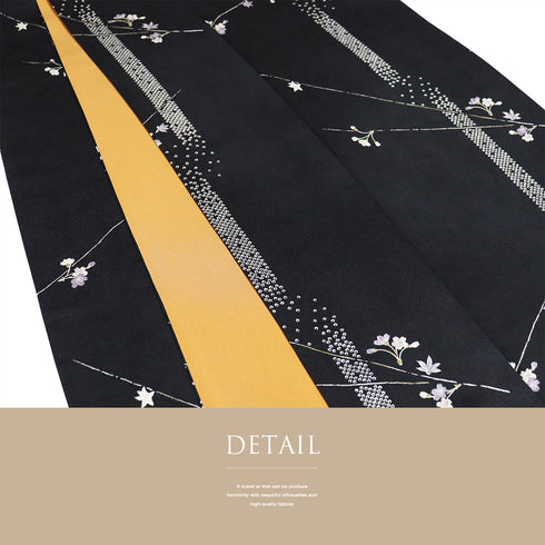 小紋 リサイクル 身丈161cm 裄67.2cm 袷 花柄 ブラック Lサイズ お洒落 カジュアル 正絹 広衿 Aランク