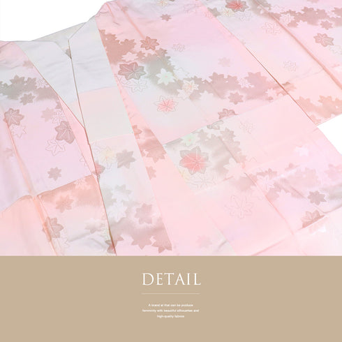 長襦袢 リサイクル 長襦袢 身丈124.8cm 裄62.4cm 袷 居敷当て付き 地紋 ピンク SSサイズ 不明 袖無双 Sランク