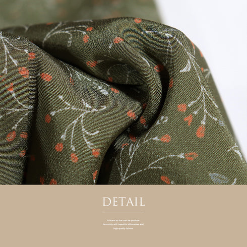 小紋 リサイクル 身丈154.6cm 裄62.4cm 袷 植物柄 グリーン Sサイズ お洒落 カジュアル しつけ糸 正絹 広衿 Bランク