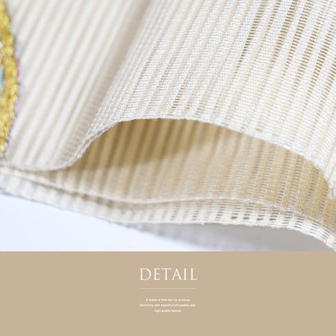 名古屋帯 リサイクル 帯丈366cm ポイント柄 夏物 ベージュ Mサイズ 混合 Sランク お洒落