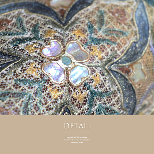 袋帯 リサイクル 帯丈436cm ポイント柄 華文柄 螺鈿細工 多色 Mサイズ 正絹 Sランク フォーマル お洒落