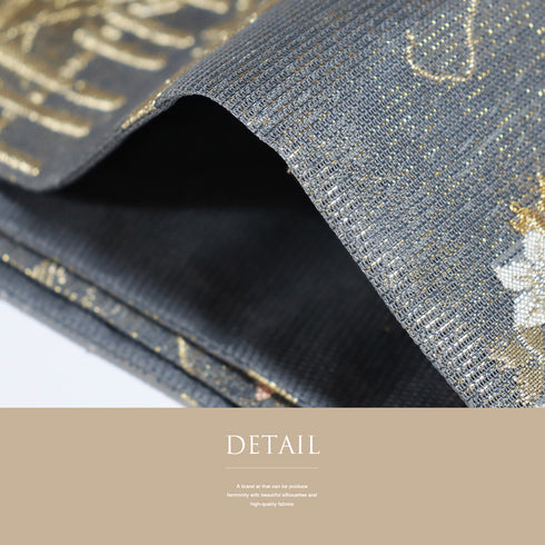 袋帯 リサイクル 帯丈436cm 六通 芯なし 天井画風 夏物 グレー Mサイズ 混合 Sランク フォーマル セミフォーマル