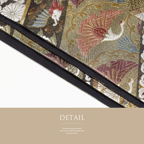 袋帯 リサイクル 帯丈444cm 六通 華文に鳥柄 ゴールド Mサイズ 正絹 新品・未使用品 フォーマル