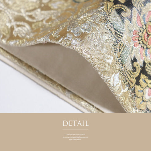 袋帯 リサイクル 帯丈436cm 六通 華文柄 唐花柄 蜀江柄 ゴールド Mサイズ 正絹 Sランク フォーマル セミフォーマル