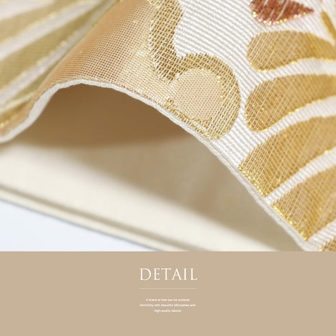 袋帯 リサイクル 帯丈444cm 全通 松葉文 ゴールド Mサイズ 正絹 Aランク フォーマル セミフォーマル