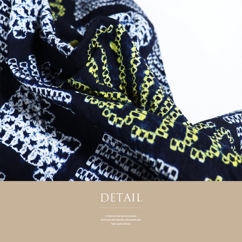 浴衣 リサイクル 夏着物 身丈155.8cm 裄66cm 夏物 絞り ジュニアサイズ ネイビー Mサイズ カジュアル 木綿 洗える着物 バチ衿 Sランク