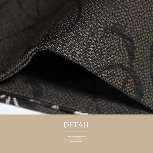 名古屋帯 リサイクル 帯丈372.3cm 六通 花唐草模様 ブラック Mサイズ 正絹 Sランク お洒落