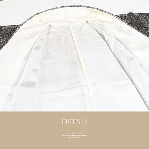 訪問着 リサイクル 身丈167.3cm 裄70.2cm 袷 短冊に花柄 金駒刺繍 箔 ブラック LLサイズ お洒落 正絹 広衿 Sランク