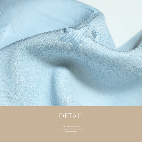 色無地 リサイクル 身丈160.8cm 裄64.6cm 袷 星柄 ブルー Lサイズ セミフォーマル お洒落 一つ紋 正絹 広衿 地紋あり Bランク