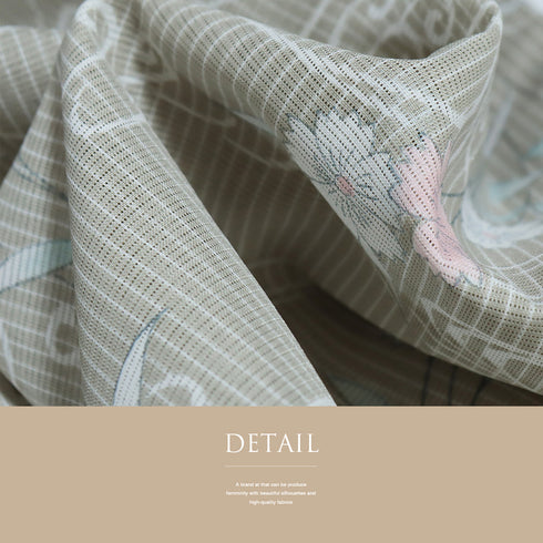 小紋 リサイクル 夏着物 身丈160cm 裄63.6cm 絽 流水に花柄 グレー Mサイズ お洒落 カジュアル ポリエステル 洗える着物 バチ衿 Sランク