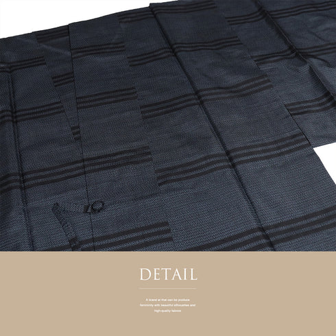 道中着 リサイクル 身丈92cm 裄65.6cm 袷 紬 横縞柄 ネイビー Mサイズ お洒落 カジュアル 正絹 Sランク