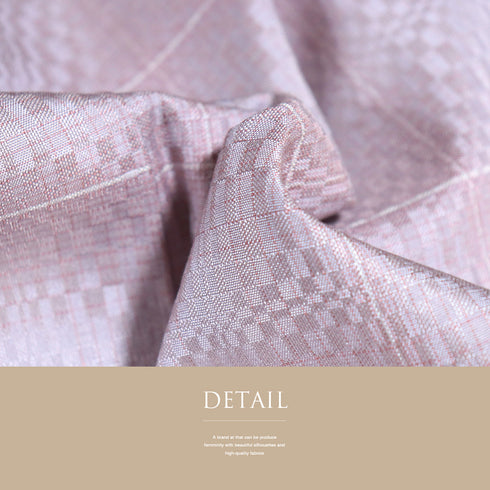 紬 リサイクル 身丈167.3cm 裄68.4cm 袷 デザイン格子柄 ピンク LLサイズ お洒落 カジュアル しつけ糸 正絹 広衿 Sランク