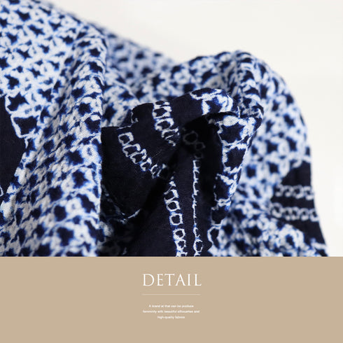 浴衣 リサイクル 夏着物 身丈149cm 裄61.5cm 夏物 絞り 花柄 ジュニアサイズ ネイビー SSサイズ カジュアル お洒落 木綿 洗える着物 バチ衿 Aランク