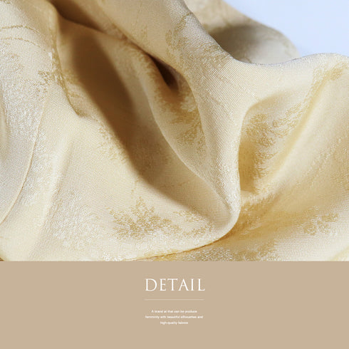 色無地 リサイクル 身丈164cm 裄65.6cm 袷 花柄 アイボリー Lサイズ セミフォーマル お洒落 一つ紋 正絹 広衿 地紋あり Sランク