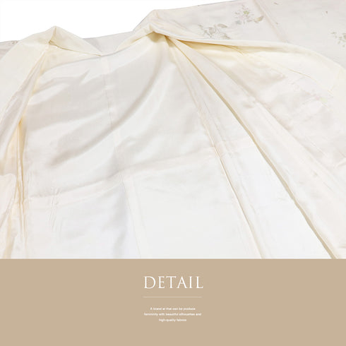 長襦袢 リサイクル 長襦袢 身丈128.7cm 裄64.8cm 袷 蝶に桜模様の地紋 ベージュ Mサイズ しつけ糸 正絹 Aランク