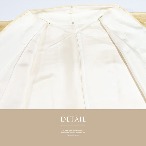 付下げ リサイクル 身丈159.5cm 裄66.4cm 袷 扇子や菊柄 金駒刺繍 箔 ゆったりサイズ オレンジ Mサイズ セミフォーマル お洒落 正絹 広衿 Sランク