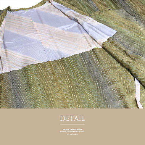 道行コート リサイクル 身丈76.8cm 裄69.6cm 袷 縦ぼかし柄 地紋 グリーン LLサイズ お洒落 正絹 Sランク