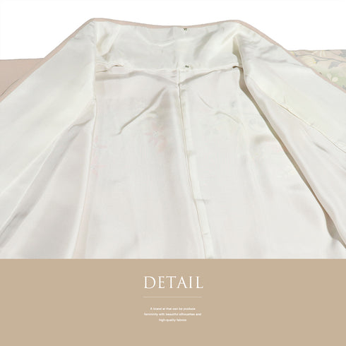 訪問着 リサイクル 身丈161.5cm 裄68cm 袷 花柄 作家「節」 ピンク Lサイズ セミフォーマル 一つ紋 正絹 広衿 Sランク