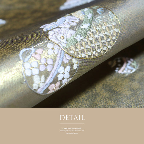 名古屋帯 リサイクル 帯丈378cm ポイント柄 鈴柄 グレー Mサイズ 正絹 Sランク お洒落