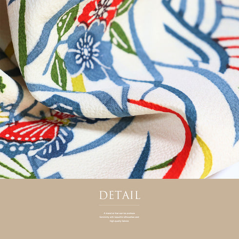 小紋 リサイクル 身丈157.3cm 裄65.6cm 袷 青海派 露芝 花車 蝶々 アイボリー Mサイズ お洒落 カジュアル 正絹 広衿 Sランク