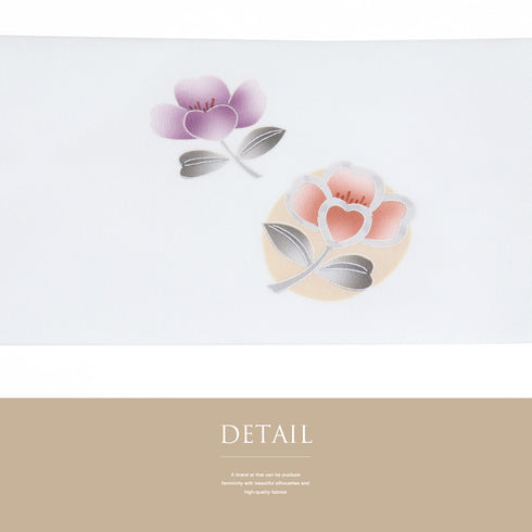 名古屋帯 リサイクル 帯丈377cm ポイント柄 花柄 ホワイト Mサイズ 正絹 Sランク カジュアル お洒落