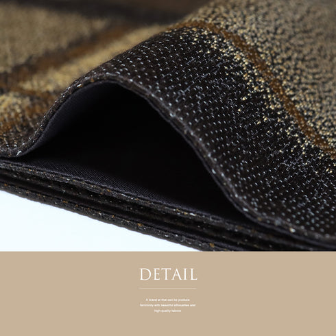 袋帯 リサイクル 帯丈440cm 六通 幾何学柄 ブラウン Mサイズ 正絹 新品・未使用品 セミフォーマル お洒落