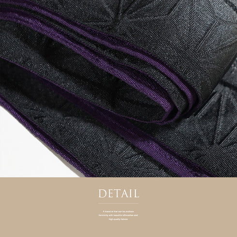 半巾帯 リサイクル 帯丈378cm 全通 花柄 麻の葉柄 ぼかし ブラック SSサイズ ポリエステル Sランク カジュアル お洒落