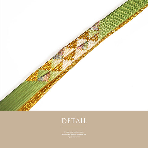 帯締め・帯揚げセット リサイクル お洒落 平組紐 グリーン 正絹 Sランク ぼかし 花びら