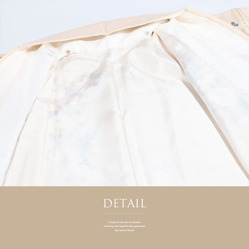 訪問着 リサイクル 身丈157.2cm 裄65.6cm 袷 牡丹に菊柄 金駒刺繍 箔 ピンク Mサイズ セミフォーマル お洒落 正絹 広衿 Sランク