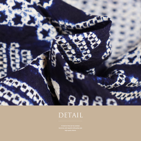 浴衣 リサイクル 夏着物 身丈152cm 裄63.6cm 夏物 絞り 菊柄 ネイビー Sサイズ カジュアル しつけ糸 木綿 洗える着物 バチ衿 Bランク