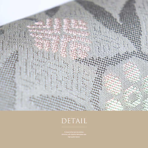 袋帯 リサイクル 帯丈448cm 六通 草花模様 グレー Mサイズ 正絹 Sランク お洒落