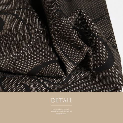 大島紬 リサイクル 身丈166cm 裄66.4cm 袷 流水柄 ブラウン LLサイズ カジュアル お洒落 正絹 広衿 Bランク