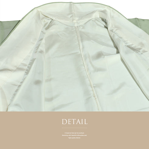 付下げ リサイクル 身丈158.2cm 裄64.4cm 袷 桐柄 観世水 金駒刺繍 箔加工 パールトーン加工 グリーン Mサイズ お洒落 正絹 広衿 Sランク