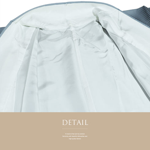 訪問着 リサイクル 身丈164.5cm 裄66.2cm 袷 紬 部分絞り 縞に短冊模様 後染め ゆったりサイズ ブルー Lサイズ お洒落 しつけ糸 正絹 広衿 Sランク