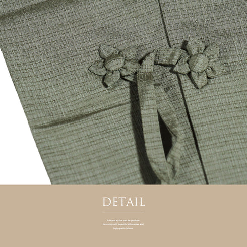 道中着 リサイクル 身丈106.7cm 裄64.2cm 袷 紬 ロング丈 地紋 グリーン Sサイズ お洒落 正絹 Sランク