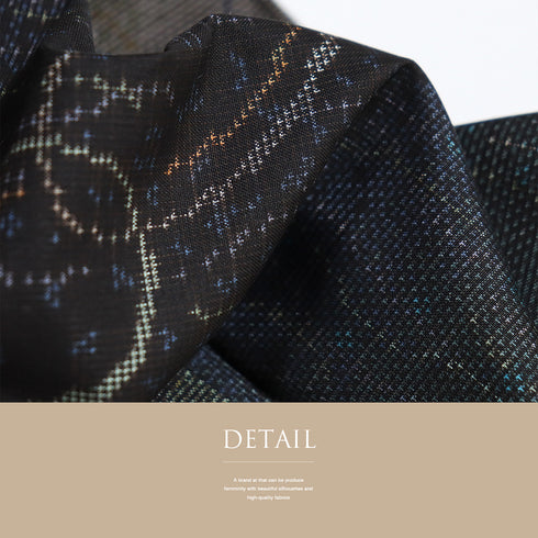 大島紬 リサイクル 身丈155.3cm 裄61.6cm 袷 ぼかし 多色 Sサイズ お洒落 証紙 しつけ糸 正絹 広衿 Sランク