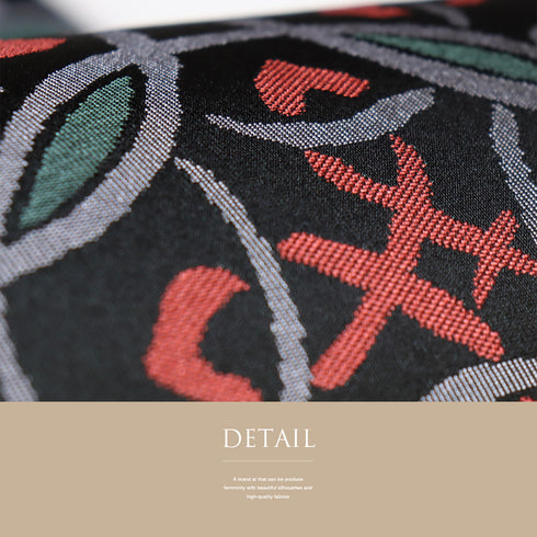 京袋帯 リサイクル 帯丈360cm 六通 幾何学柄 ブラック Mサイズ ポリエステル Sランク お洒落 カジュアル