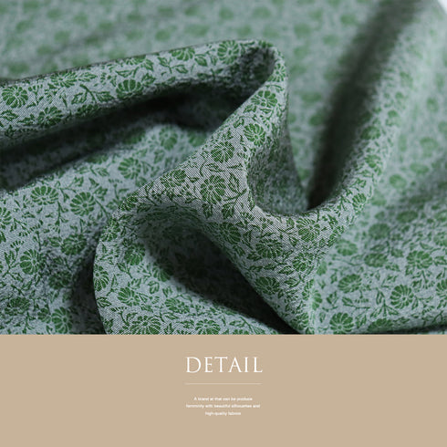 小紋 リサイクル 身丈171.2cm 裄66.4cm 袷 小花柄 グリーン LLサイズ お洒落 カジュアル 正絹 広衿 Sランク