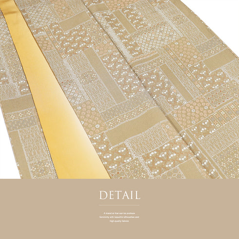 小紋 リサイクル 身丈159.8cm 裄64cm 袷 幾何学柄 ブラウン Mサイズ お洒落 カジュアル 正絹 広衿 Sランク