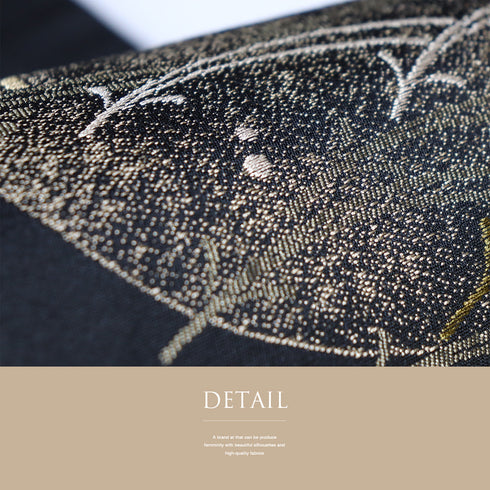 京袋帯 リサイクル 帯丈376cm 六通 月とススキ柄 ブラック Mサイズ ポリエステル Sランク お洒落 カジュアル