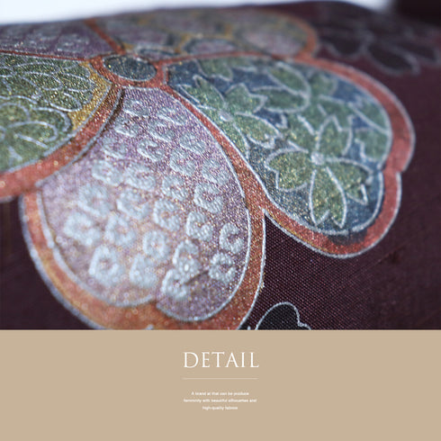 名古屋帯 リサイクル 帯丈364.5cm ポイント柄 捻梅柄 紬 パープル Mサイズ 正絹 Sランク カジュアル お洒落