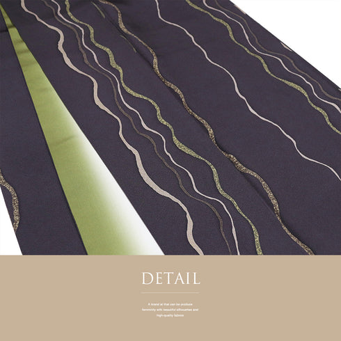 小紋 リサイクル 身丈163.8cm 裄66.8cm 袷 曲線柄 パープル Lサイズ お洒落 カジュアル 正絹 広衿 Aランク