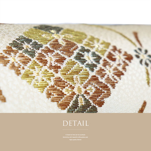 袋帯 リサイクル 帯丈440cm 六通 花菱柄 ベージュ Mサイズ 正絹 新品・未使用品 フォーマル お洒落