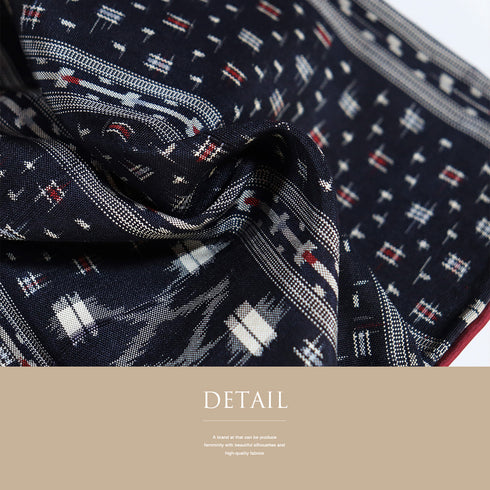 紬 リサイクル 身丈157.5cm 裄63cm 袷 絣模様 ネイビー Mサイズ カジュアル お洒落 正絹 広衿 Sランク