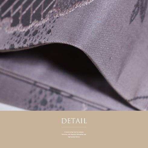 名古屋帯 リサイクル 帯丈365.5cm 六通 雪輪に花柄 パープル Mサイズ 正絹 Sランク お洒落