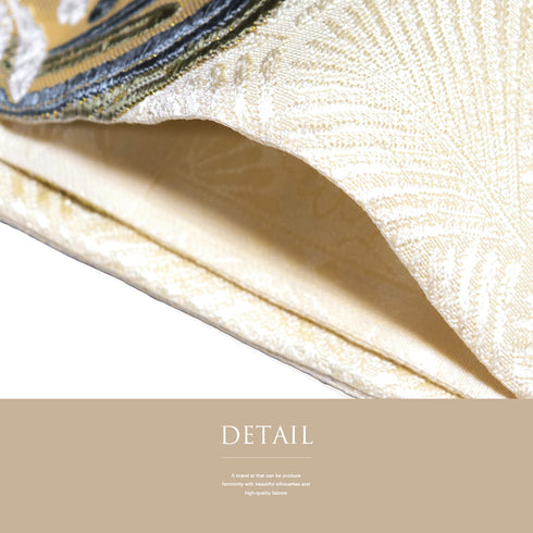 袋帯 リサイクル 帯丈436cm 六通 刺繍 花丸 ゴールド Mサイズ 正絹 新品・未使用品 フォーマル