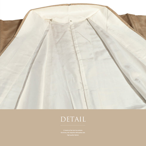 付下げ リサイクル 身丈160.8cm 裄65.2cm 袷 鳳凰柄 草花柄 紬 ブラウン Lサイズ お洒落 一つ紋 正絹 広衿 Sランク